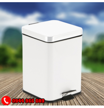 Thùng rác inox đạp chân 12 lít trắng