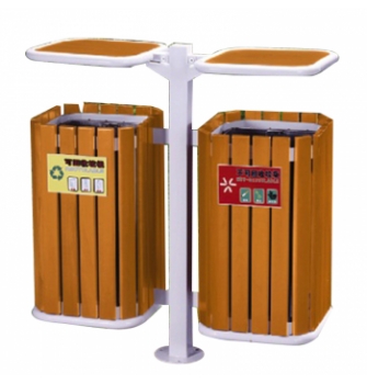 Thùng rác gỗ treo đôi ngoài trời