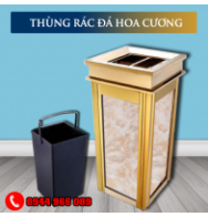 Thùng rác inox đá hoa cương vân hồng