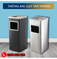 Thùng rác inox vuông có gạt tàn