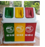 Thùng rác nhựa 3 ngăn có nắp đậy 