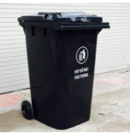 Thùng rác nhựa HDPE 240 lít, có 2 bánh xe 
