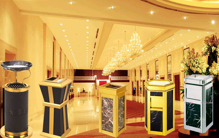 Thùng rác đá hoa cương tạo không gian sang trọng